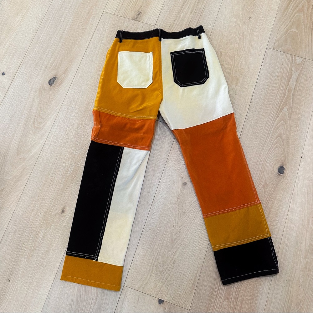 Colorblock Velvet Patchwork Pants - image 1